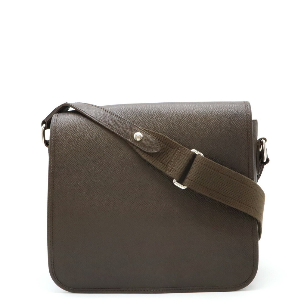 Louis Vuitton rei Shoulder Grizzly Brown Leather Messenger Taiga Bag